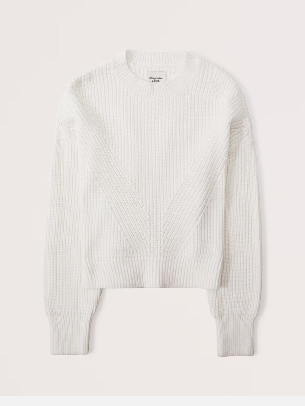 Abercrombie & Fitch Women's Cream Ribbed Crewneck Sweater
